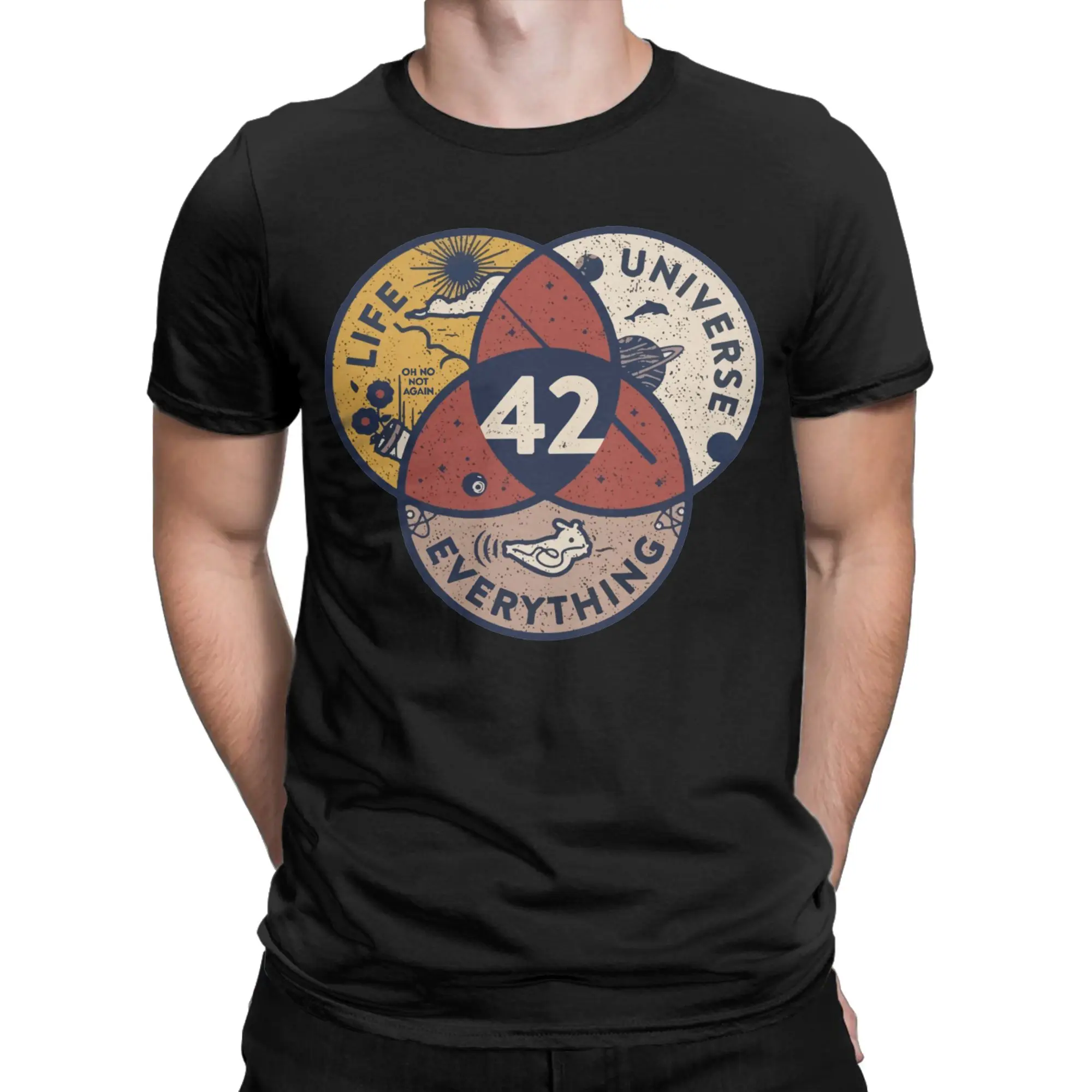 42 The Answer To Life The Universe And Everything Douglas Adams T Shirt for Men Pure Cotton T-Shirt Tees Clothes Classic