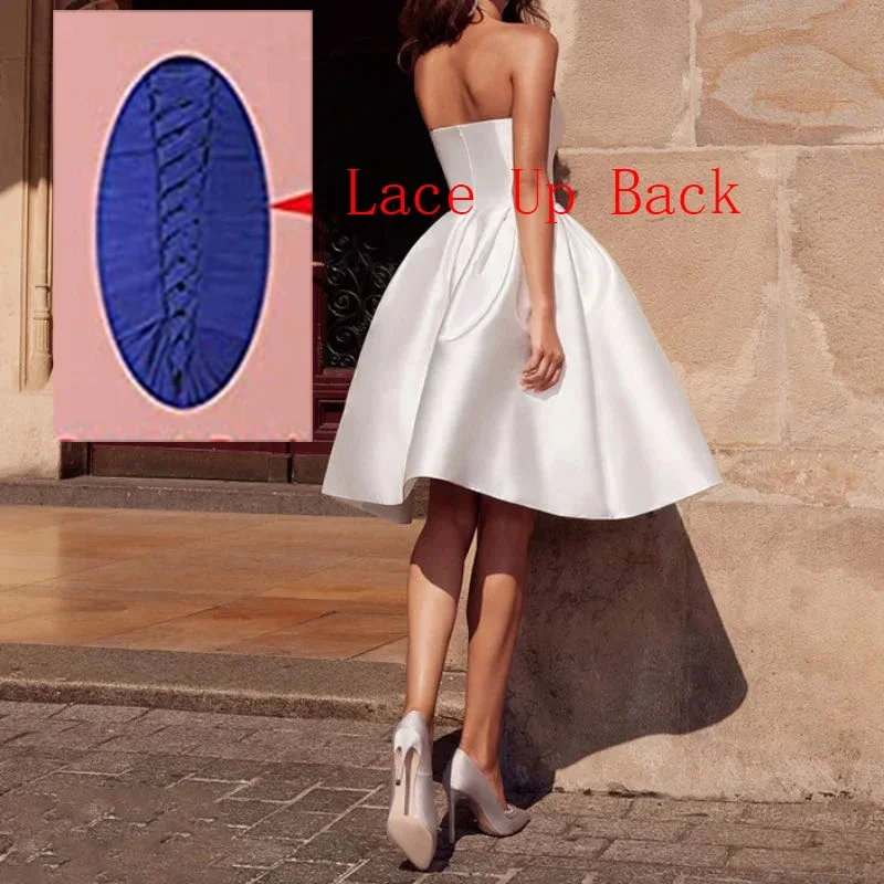 Customized White Ivory Satin Long Wedding Dresses With Detachable Train Off Shoulder High Slit Buttons Evening Gowns