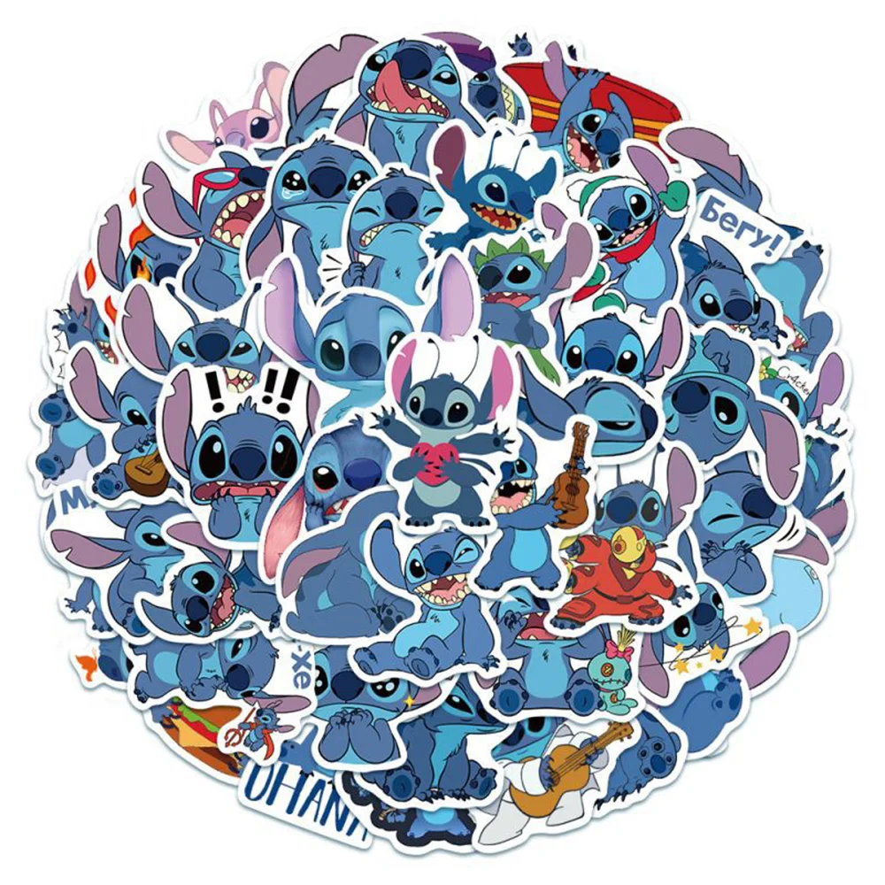 10/30/50/100pcs Disney Kawaii Lilo & Stitch Stickers Skateboard Laptop Luggage Phone Motorcycle Car Cool Sticker for Kids Toy