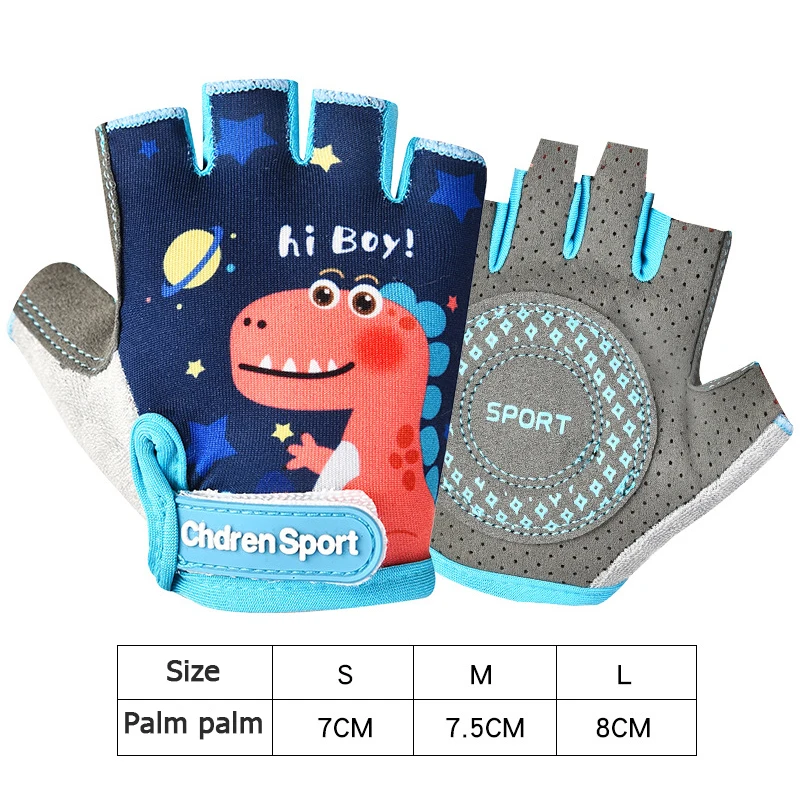 Guantes de ciclismo para niños, protectores de manos resistentes al desgaste, antideslizantes, absorción de impactos, medio dedo, polea segura, 1 par