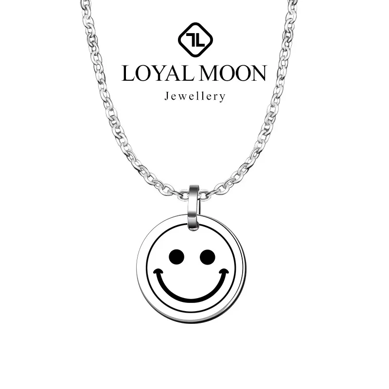 Loyal Moon Tungsten Pendant Personalized Lettering Customized Photo Necklace Couple Female Simple Clavicle Chain Gift