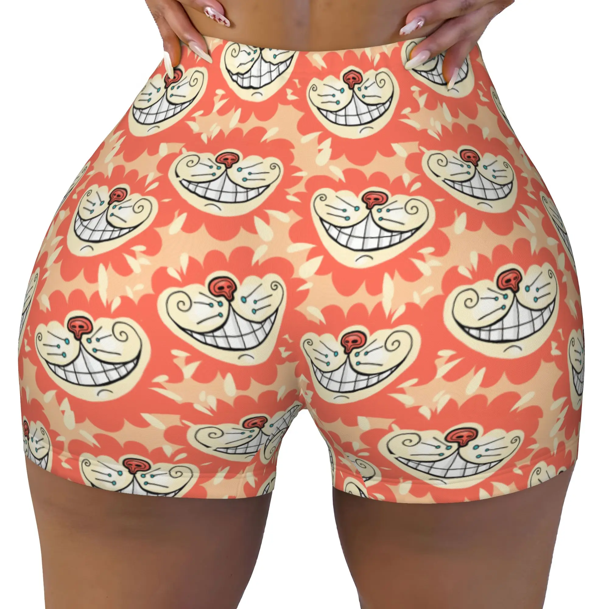 Custom Cheshires Anime Cat Volleyball Biker Gym Shorts Women Cartoon Animal Athletic Workout Yoga Shorts