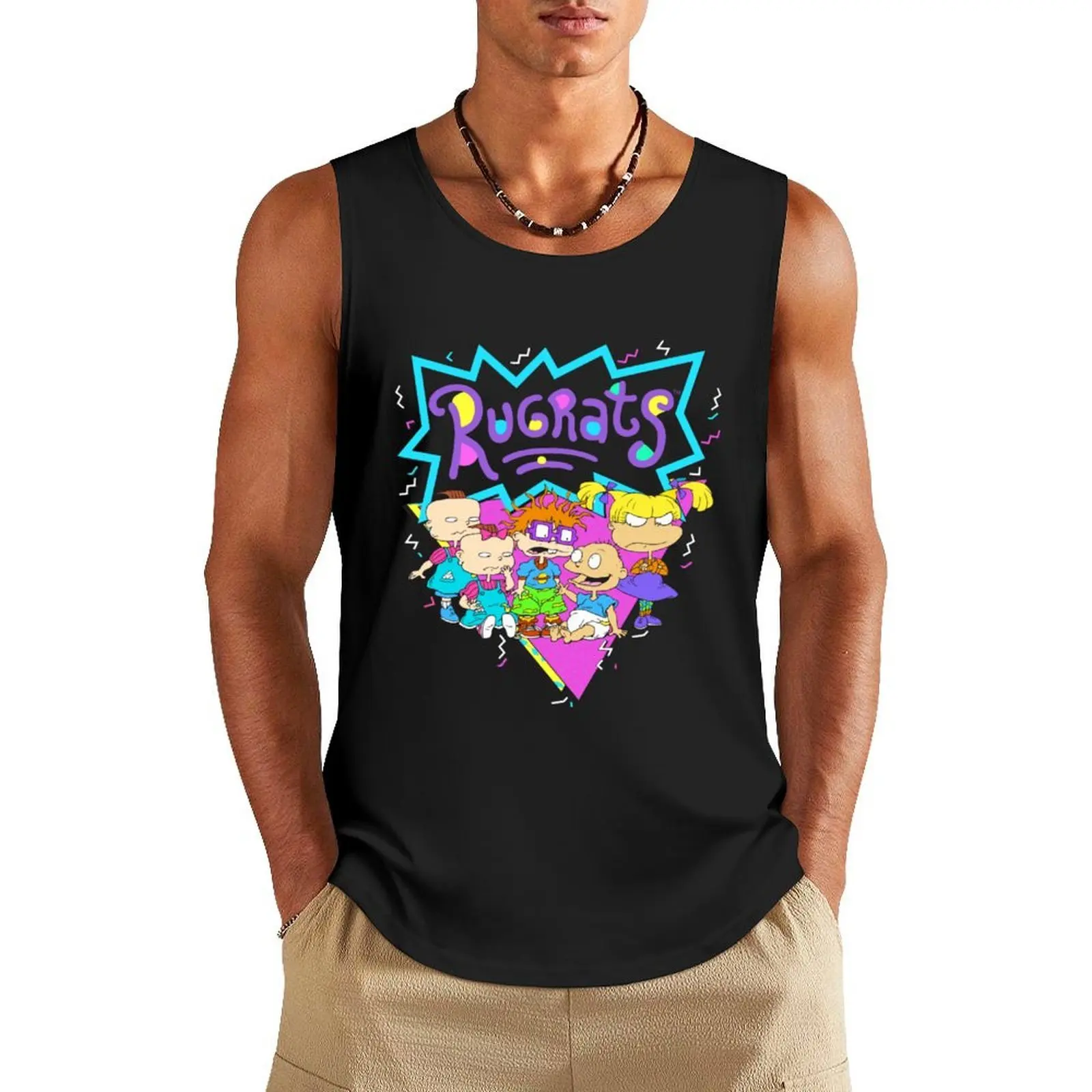 

Rugrats Baby Group Bright Retro Logo Tank Top bodybuilding t-shirt bodybuilding for men t-shirt for men tops