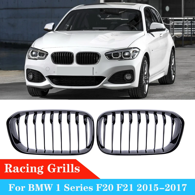 

Car Front Kidney Hood Grille Grilles Single Slat Grills Grille Gloss Black For BMW F20 F21 118i 120i 125i Racing Grill 15-18