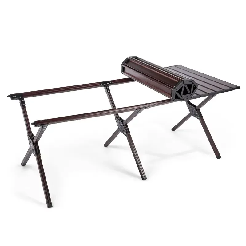 Aluminum Alloy Outdoor Folding Picnic Table with Storage Portable Egg Roll Table