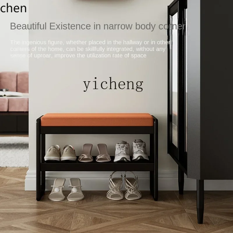 ZML Massivholz-Schuhwechselhocker mit weichem Kissen für den Eingangsbereich