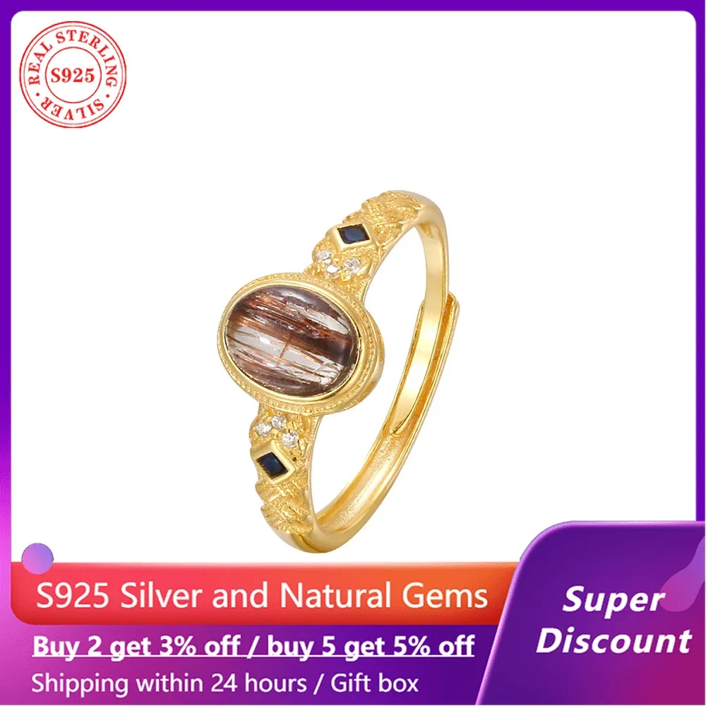 

925 sterling silver plated 18k gold luxury princess ring with natural gemstone gold crystal women's ring wedding jewelry gift