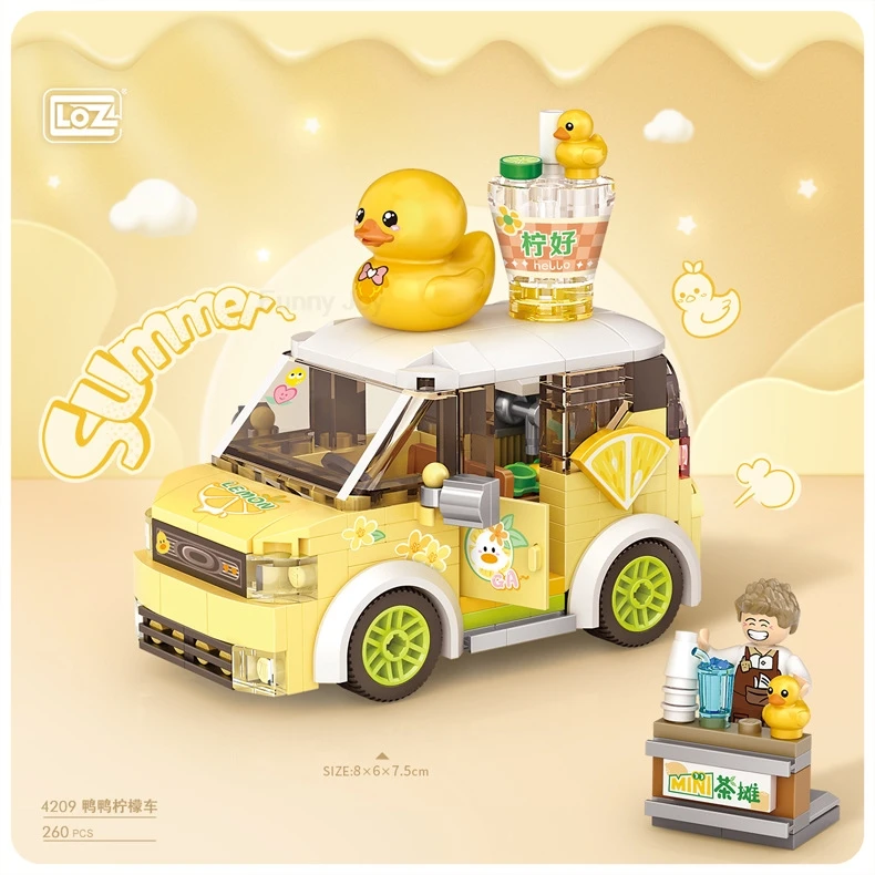 Nieuwe schattige huisdier-schommelwagen creatieve interessante voedsel-reis-campingwagen bouwstenen speelgoed kinderautomodel display kerstcadeau