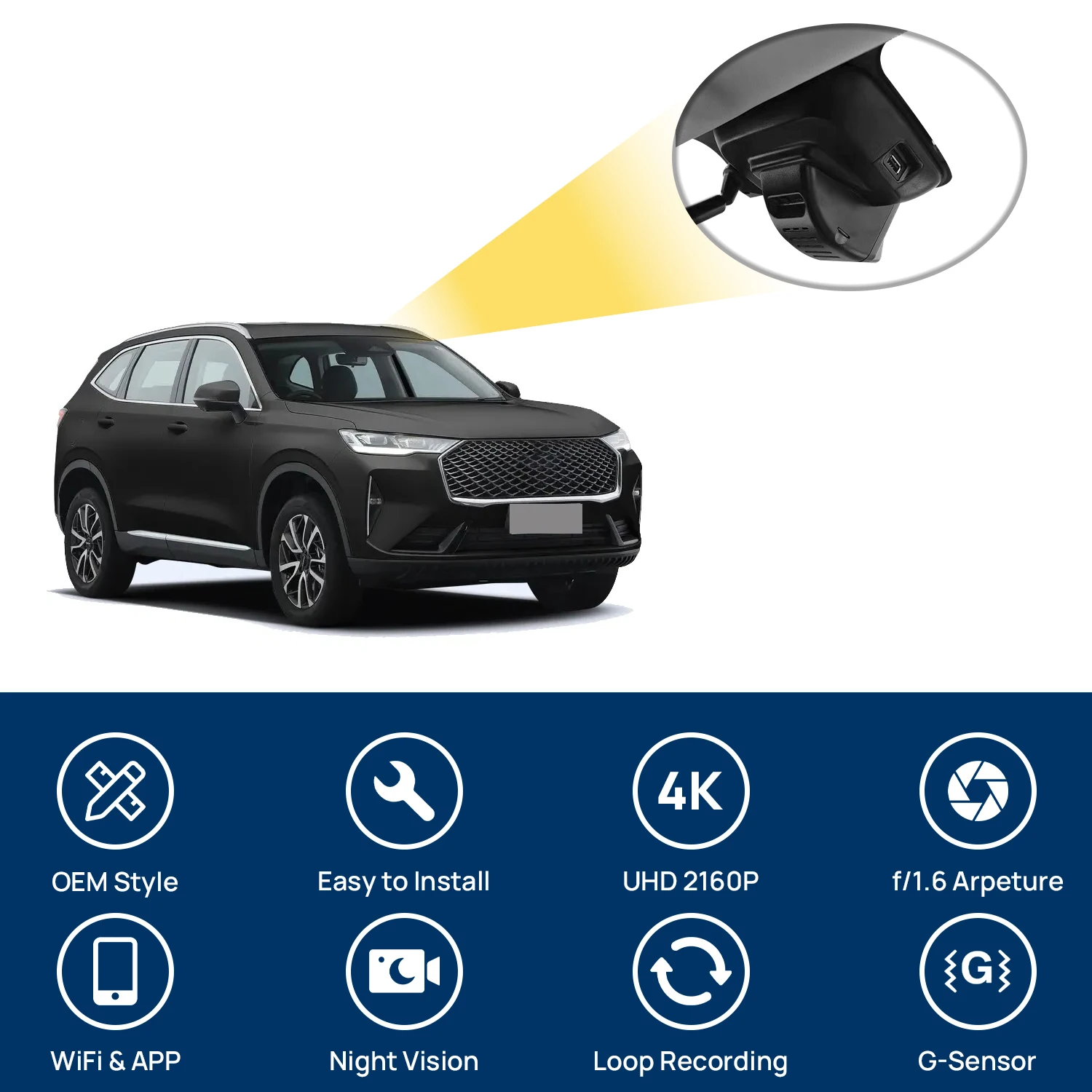 Customized OEM plug and play For Haval Joulion JOULION Indoor rearview mirror rain sensor cover Model Year 2022