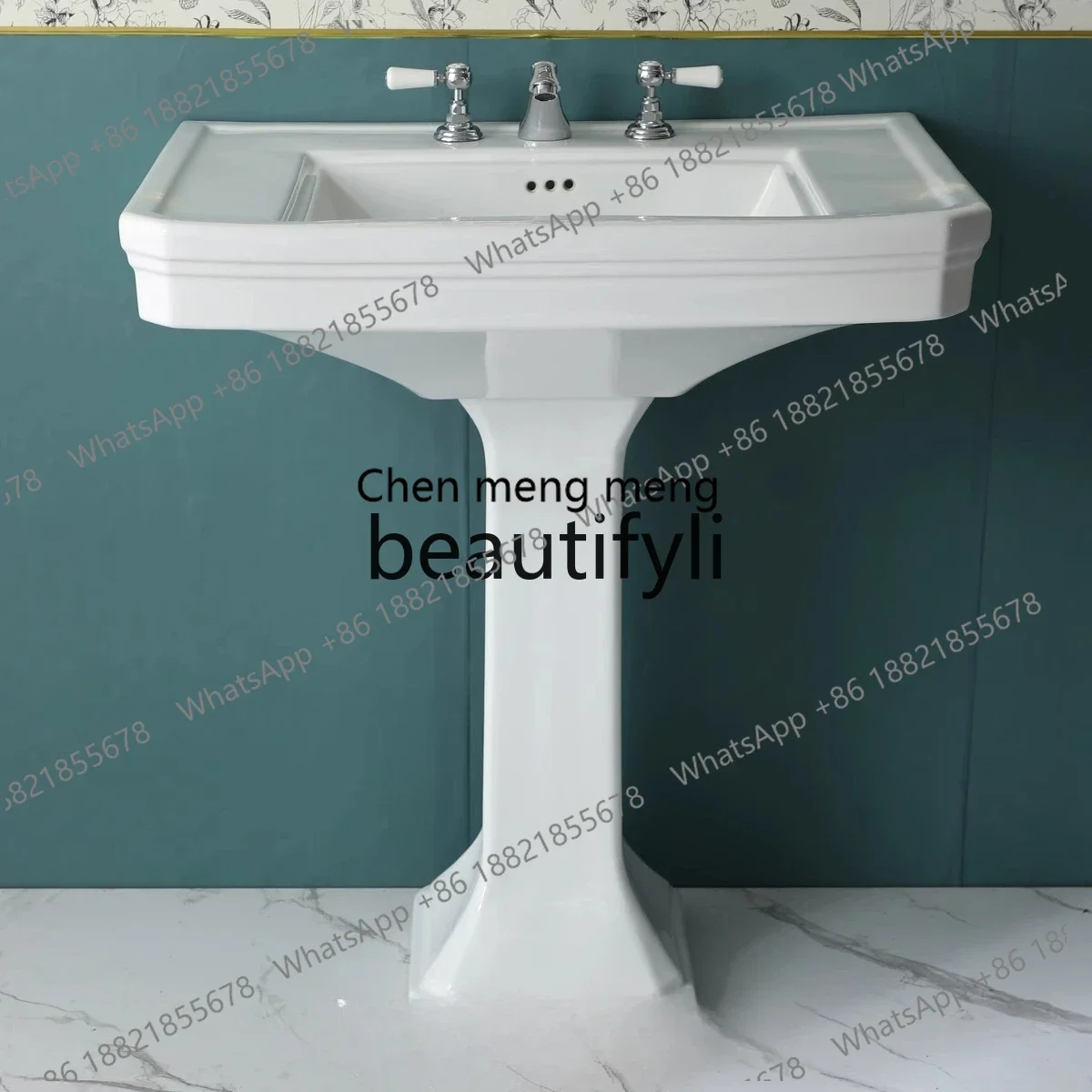 New arrive Classic simple large column, American retro ceramic hand wash basin floor-to-ceiling bathroom