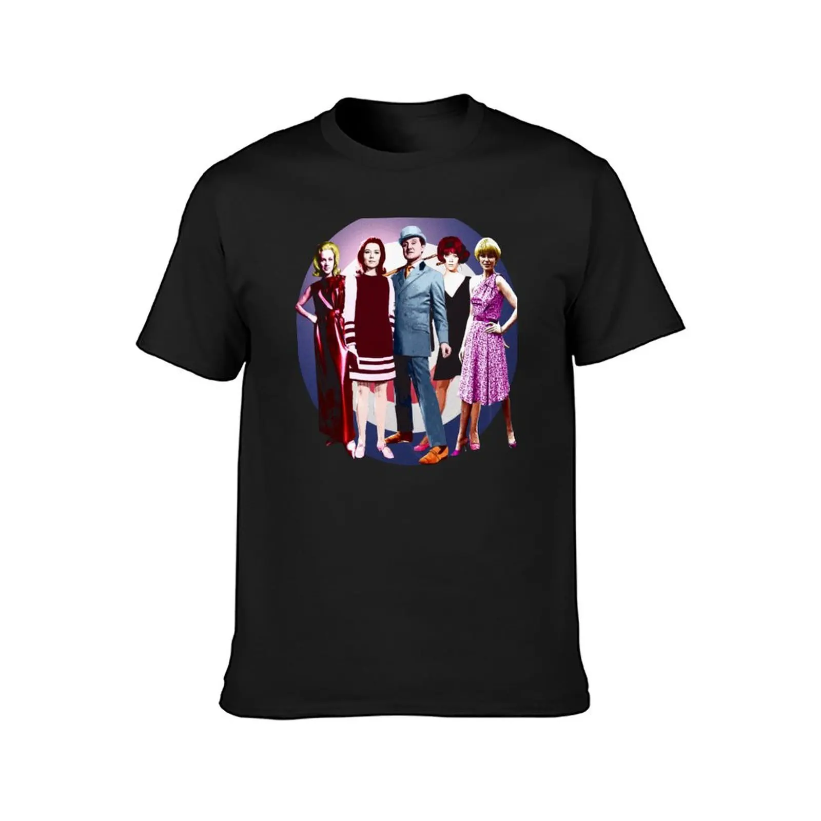 1960s Spyfi JOHN STEED & Partners CATHY GALE, EMMA PEEL, TARA KING, PURDEY Pop Art T-Shirt plain men clothes