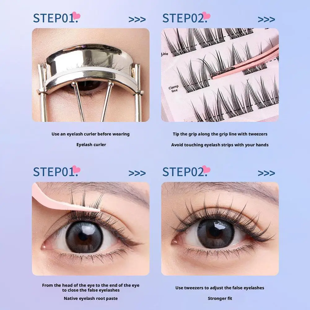 Faux-cils légers sans colle, 8 Styles, boucles C naturelles, auto-adhésifs, faciles à appliquer pour les débutants, Style coréen