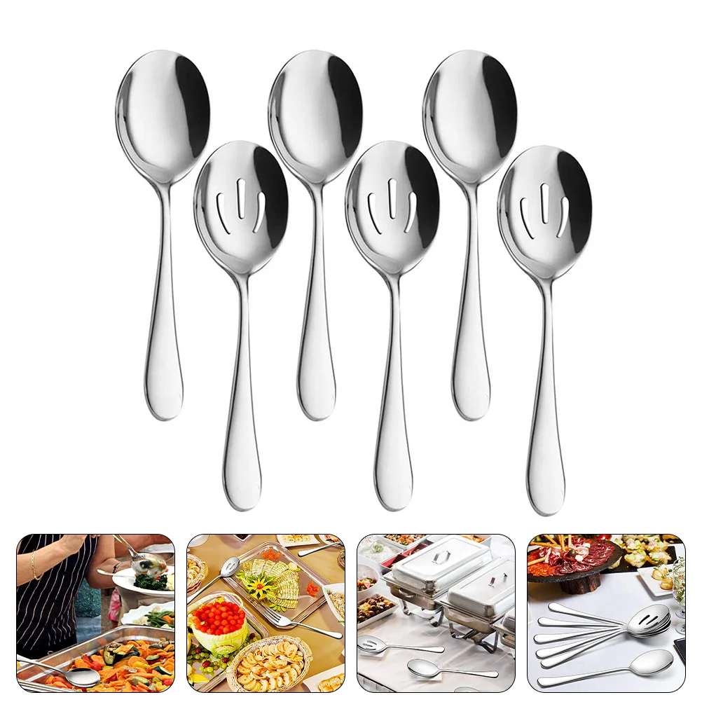 

6 Pcs Universal Stainless Steel Common Spoon Measuring Cups and Spoons Plates Soup
