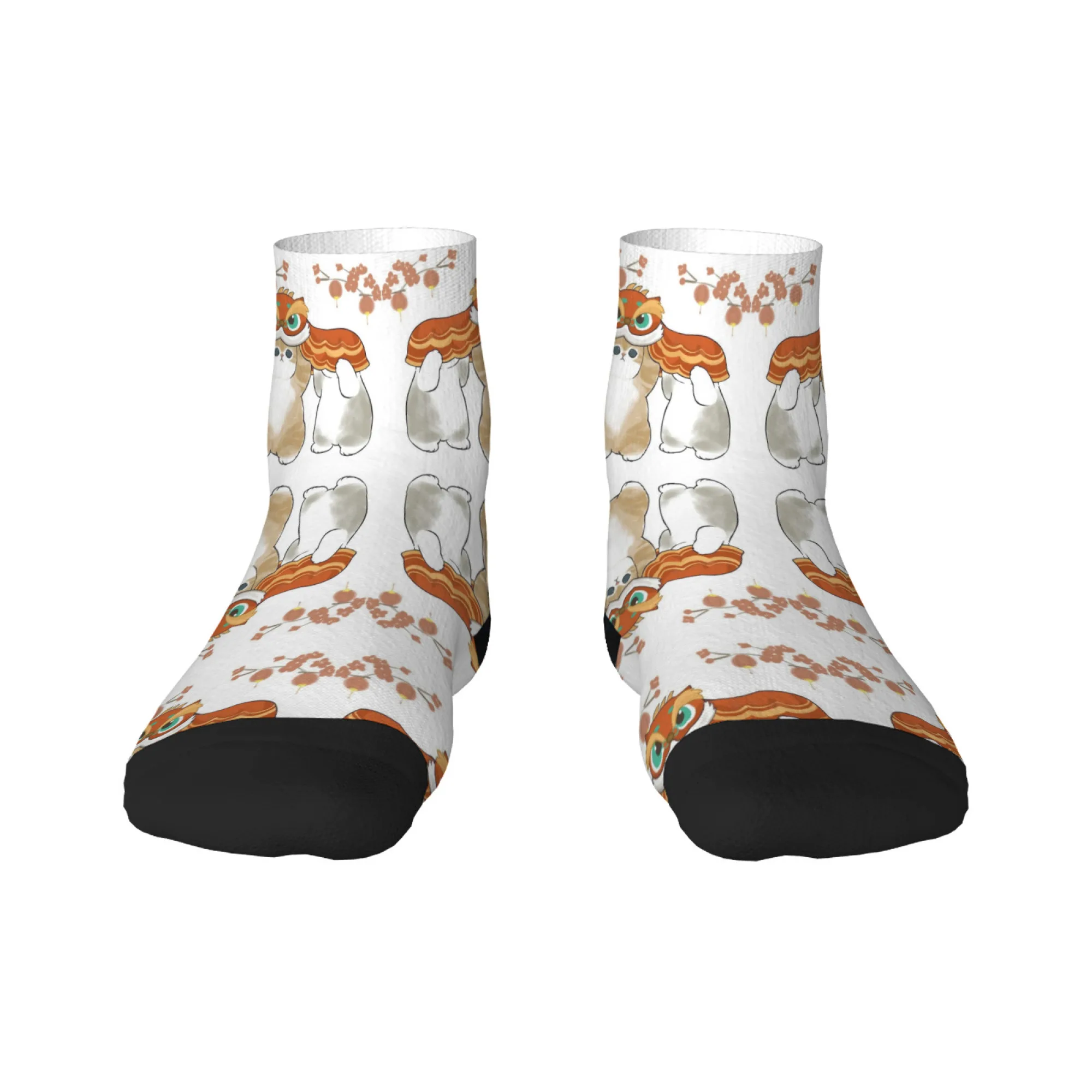 Cat dance Lion Short Socks Polyester Blend Comfortable Casual Socks for Women Men Unisex Soft Breathable Lightweight Fashionable