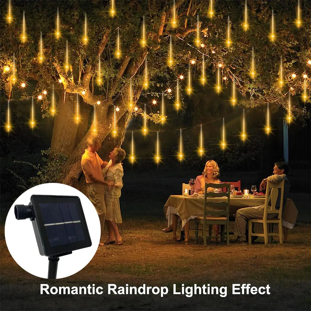 

Outdoor Meteor Shower Christmas Lights Solar 8 Tubes LED Hanging String Lights for Garden Tree Holiday Party Decoation Lamp