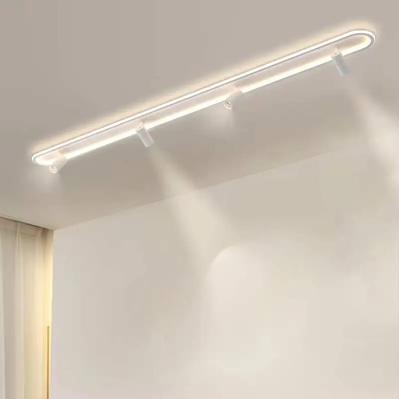 

Minimalist LED Black And White Ceiling Light With Spotlights Bedroom Lobby Dining Room Hall Corridor Long Strip Ceiling Lamps