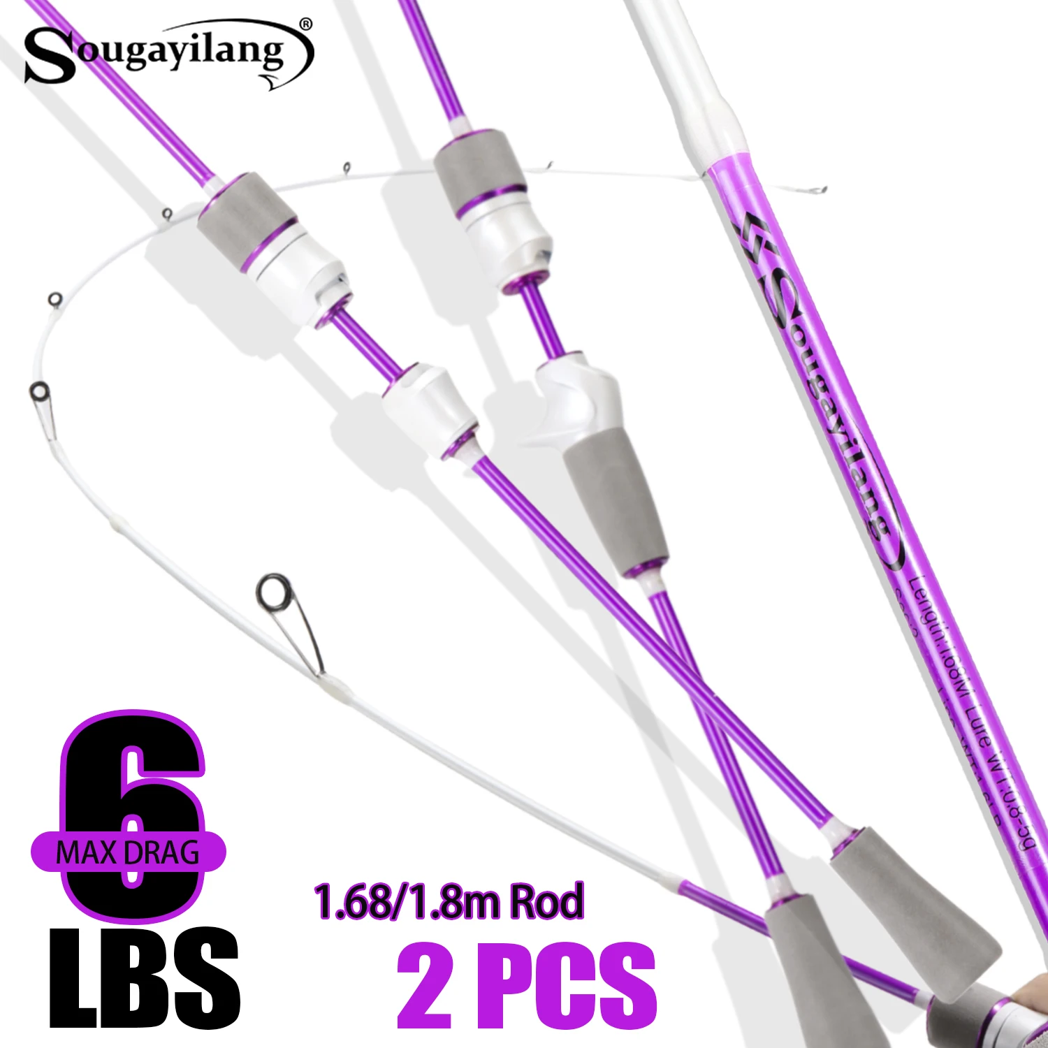 

Sougayilang 2 секции 1,68 м/1,8 м удочка для литья/спиннинга высокочувствительная карбоновая легкая удочка с ручкой из ЭВА