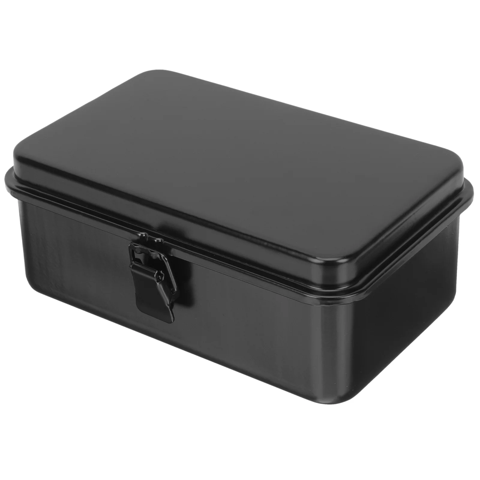 190 Single Layer Mini Tool Box Black Portable Metal Toolbox for Home Garage Workshop Car Trunk Storage Rust Resistant Iron