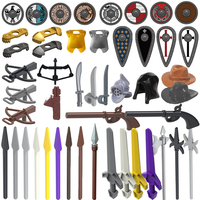 MOC Military Building Blocks Medieval Solider Knight Legio Equipment Accessories Roman Crusader Flag Shield Mini Bricks Gift Toy