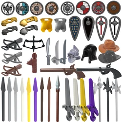 MOC Military Building Blocks Medieval Solider Knight Legio Equipment Accessories Roman Crusader Flag Shield Mini Bricks Gift Toy