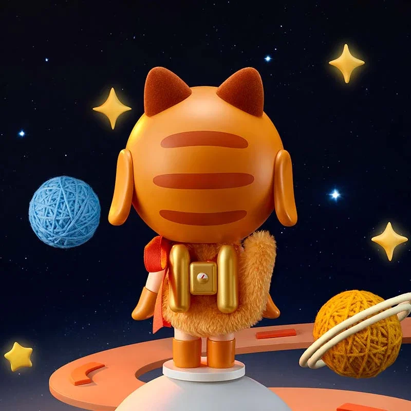 

POPMART CRYBABY Crying Baby Space Astronaut Cat Figurine - Orange Trendy Collectible Ornament Holiday toys Xmas Gift