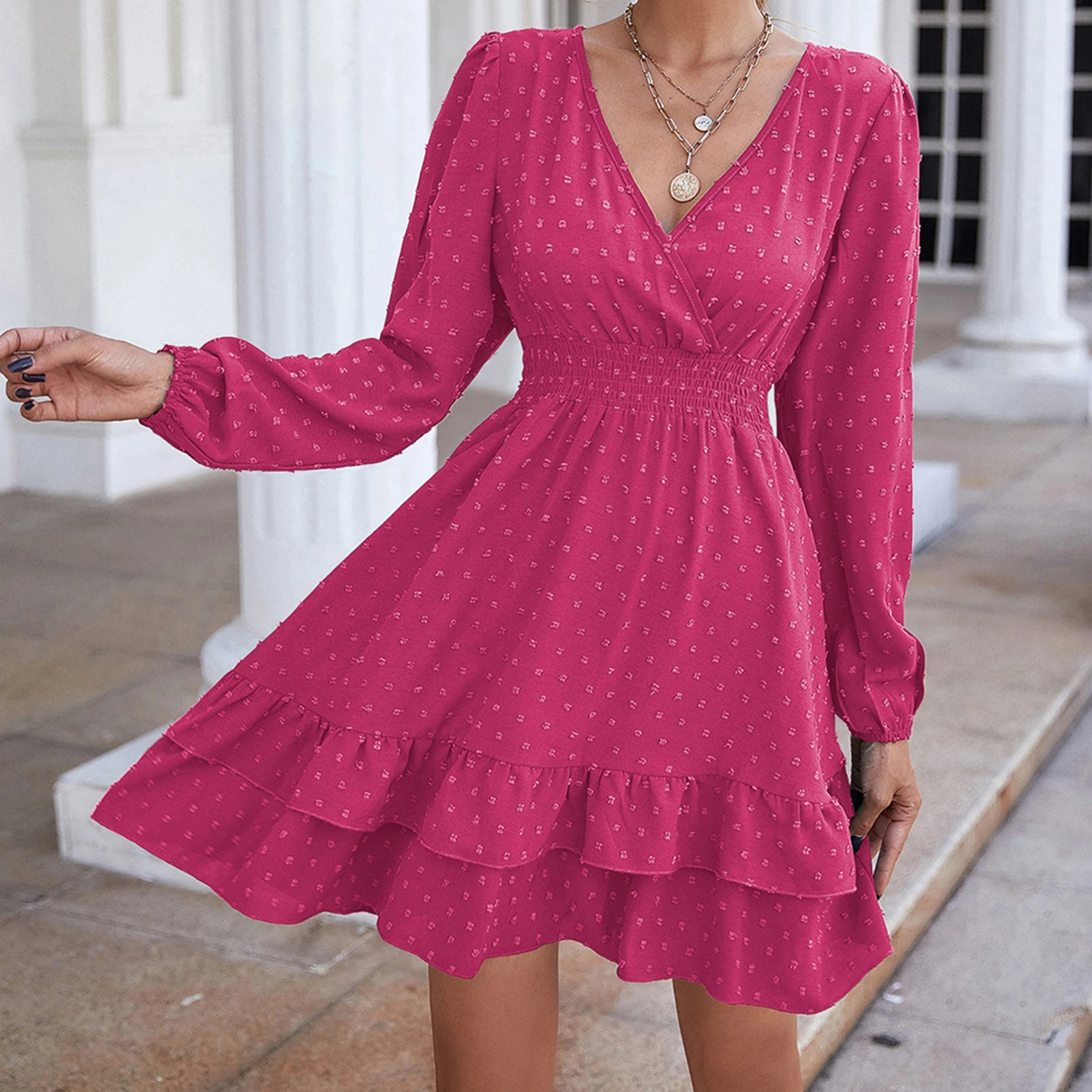 Robe à la mode à col en v, flatteuse, confortable, respectueuse de la peau, robes polyvalentes pour femmes, travail d'affaires, cadeau de soirée