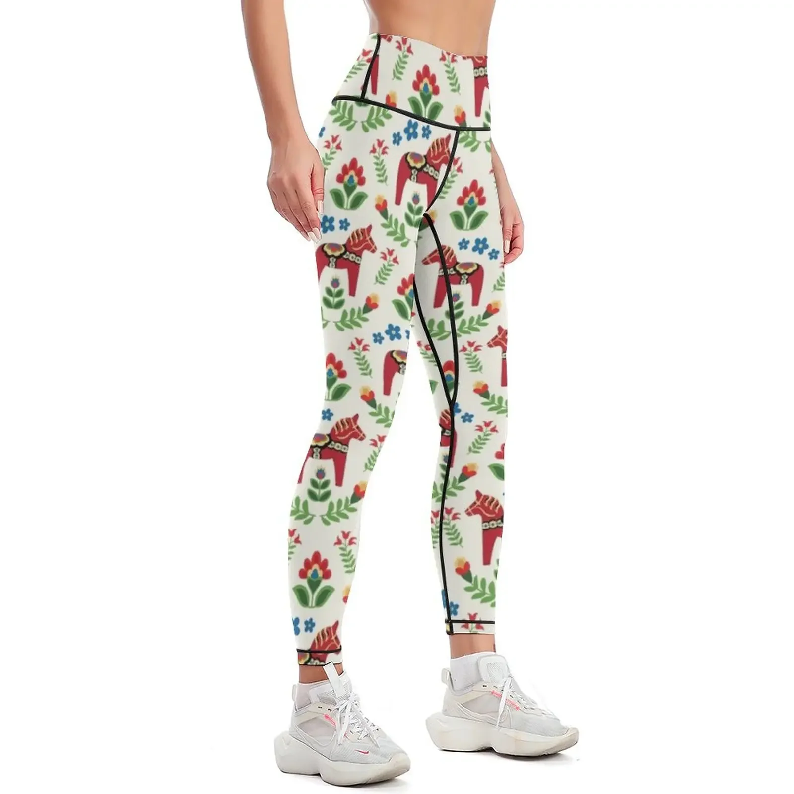 Swedish Dala Horses Red Leggings trousers Fitness's gym clothes sports woman gym Womens Leggings