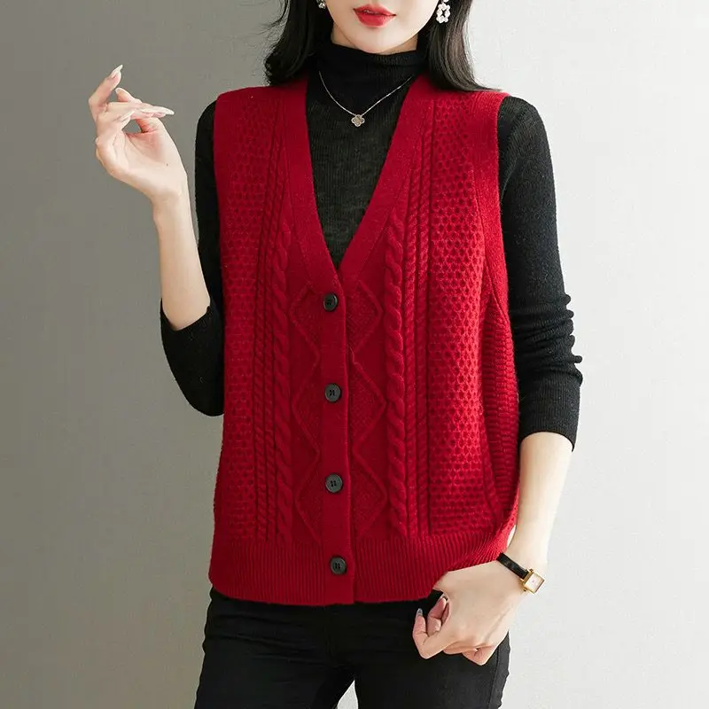 Knitted sweater new autumn vest vest vest vest women\'s cardigan Knitted sweater shoulder loose base vest vest vest vest