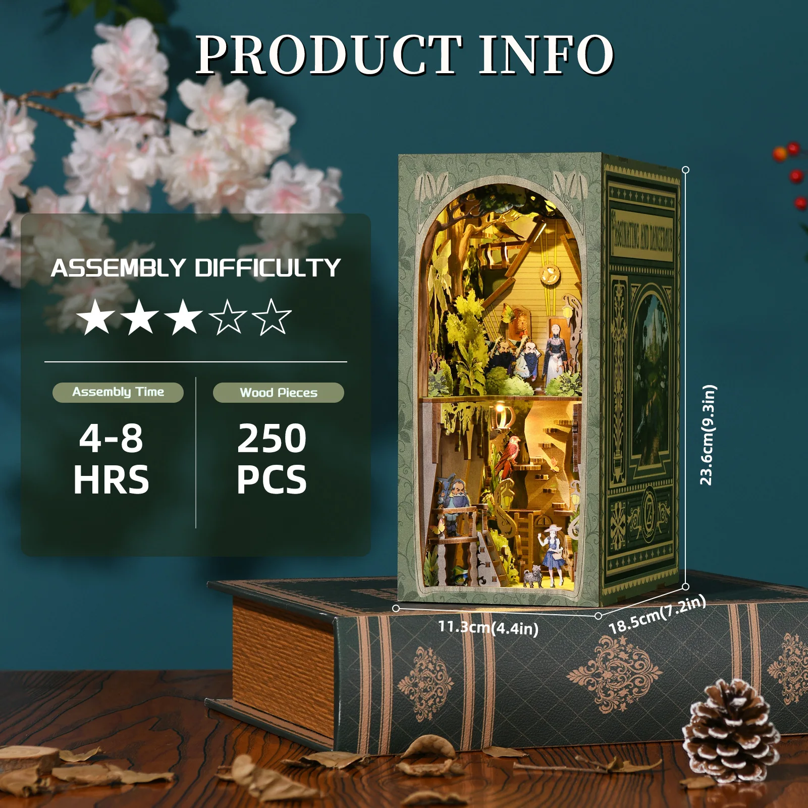 Soporte para libros de cabaña del mago de Oz, juguete de ensamblaje hecho a mano, rompecabezas tridimensional de madera, modelo de ensamblaje de bloques de construcción