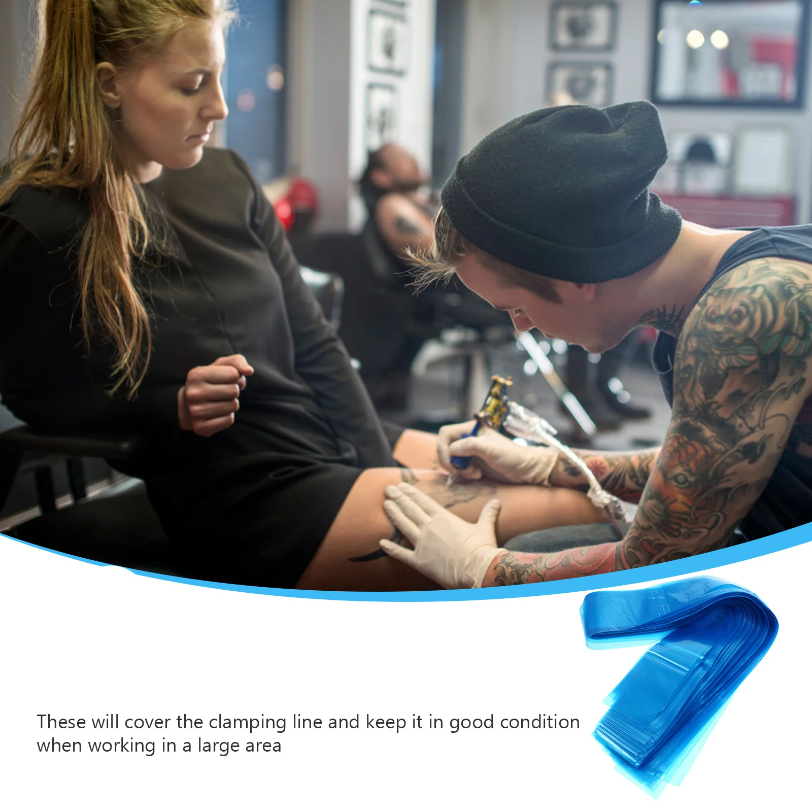 

125Pcs Tattoo Clip Bag Set of 125 Disposable Machine Clip Cord Sleeves Prevent Pigment Staining during Use Hook Line Bag