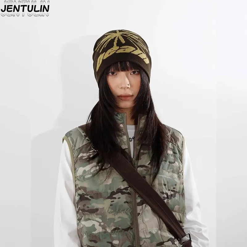 패션 Y2K 자카드 니트 모자 유럽 미국 인기 힙합 모자 스트리트 트렌드 성격 성인 모자 풀오버 액세서리