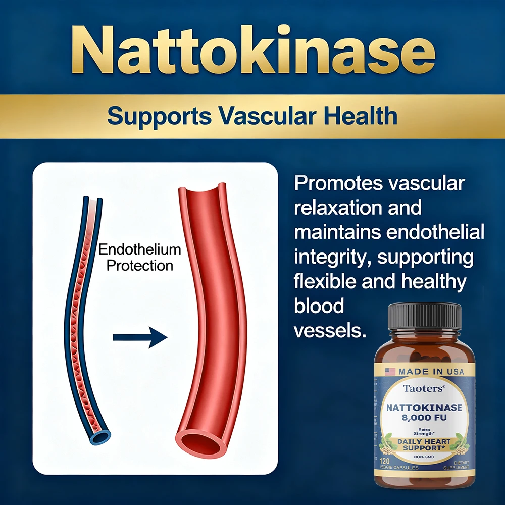 Nattokinase Supplement 8,000 FU Per Serving, Traditional Natto Extract Source, Improves Vascular, Heart Health Support, Non-GMO