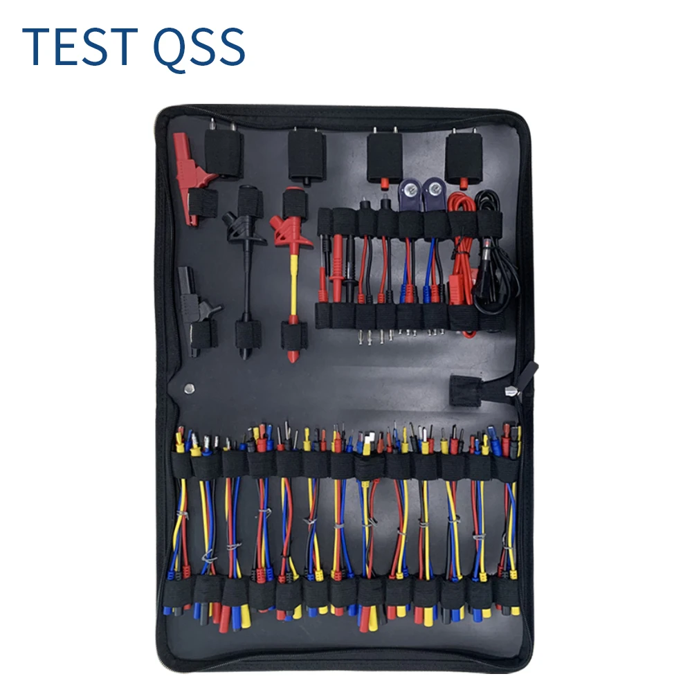 QSS Automotive Circuit Test Leads Kit 70PCS Terminal Test Kit Multimeter Test Leads Kit with Back Probe Kit Black Carry -70pcs