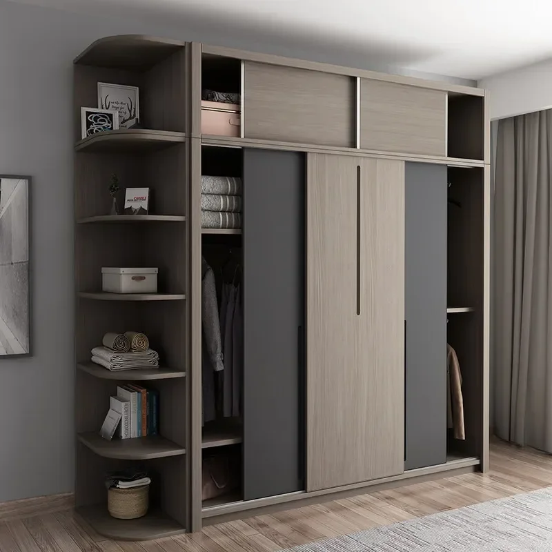 Modular Hotel Full Luxury Bedroom Storage Cabinet Furniture Wooden Modern Wardrobe Closets Self-installation