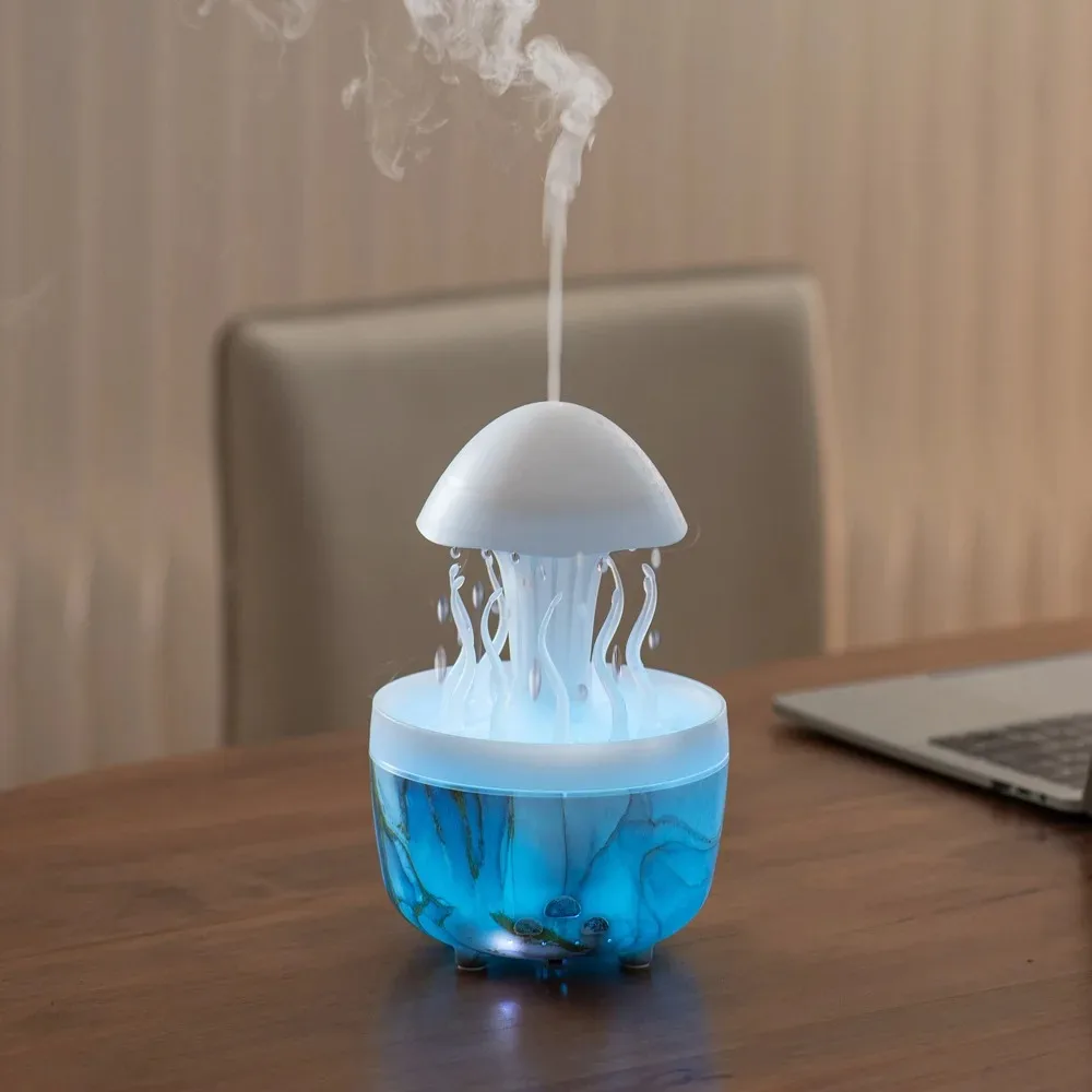 Máquina de aromaterapia con forma de gota de lluvia giratoria, humidificador de aire de algas marinas simuladas, difusor de Arom