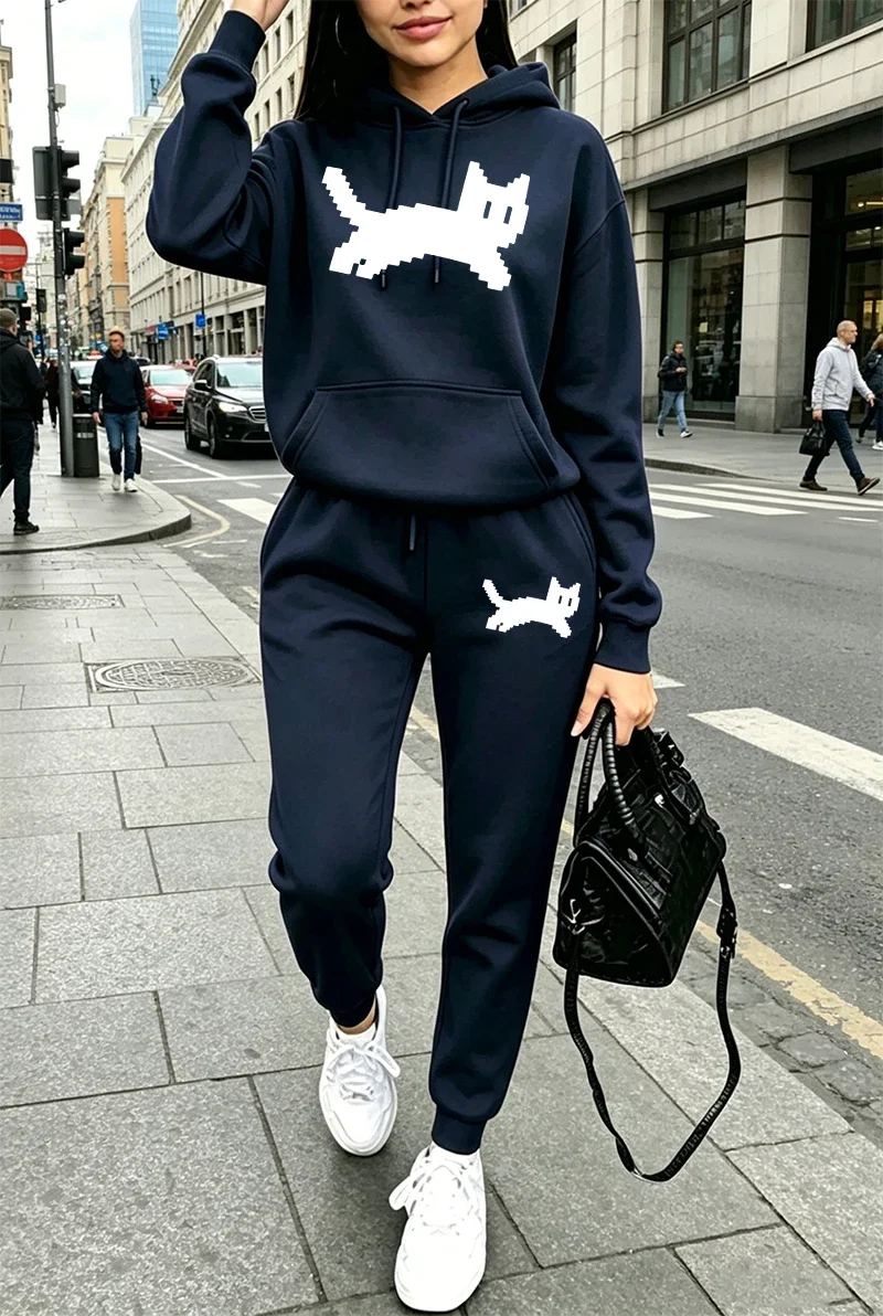 Women's Tracksuit Print Casual Hoodies Sweatshirts Streetwear Outdoors Sports Jogging Clothing AutumnWinter Versatile Sportswear