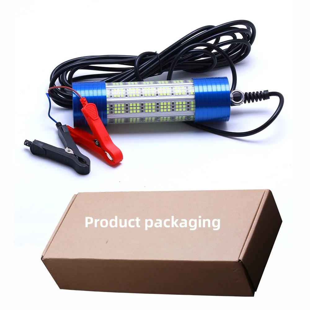 120W 12V LED Underwater Fish Light Submersible Night Fish Bait Lamp IP68 Waterproof Boat Dock Saltwater with 7M Cable