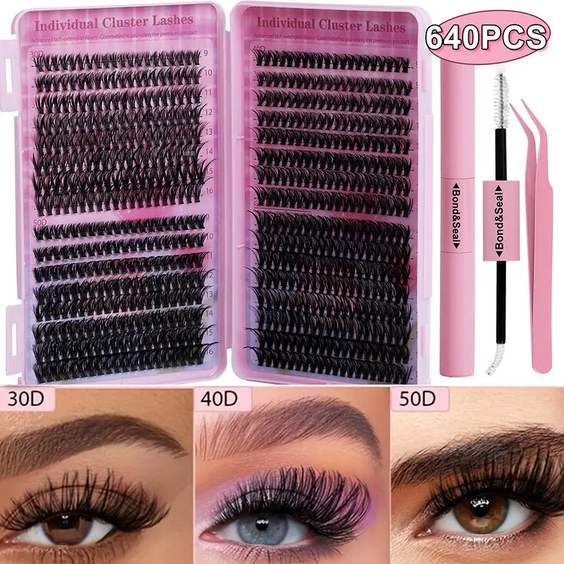 DIY Fluffy Eyelash Extension Clusters Mixed Tray Soft Volume Lashes Lightweight for Salon Home Everyday Glamorous Use