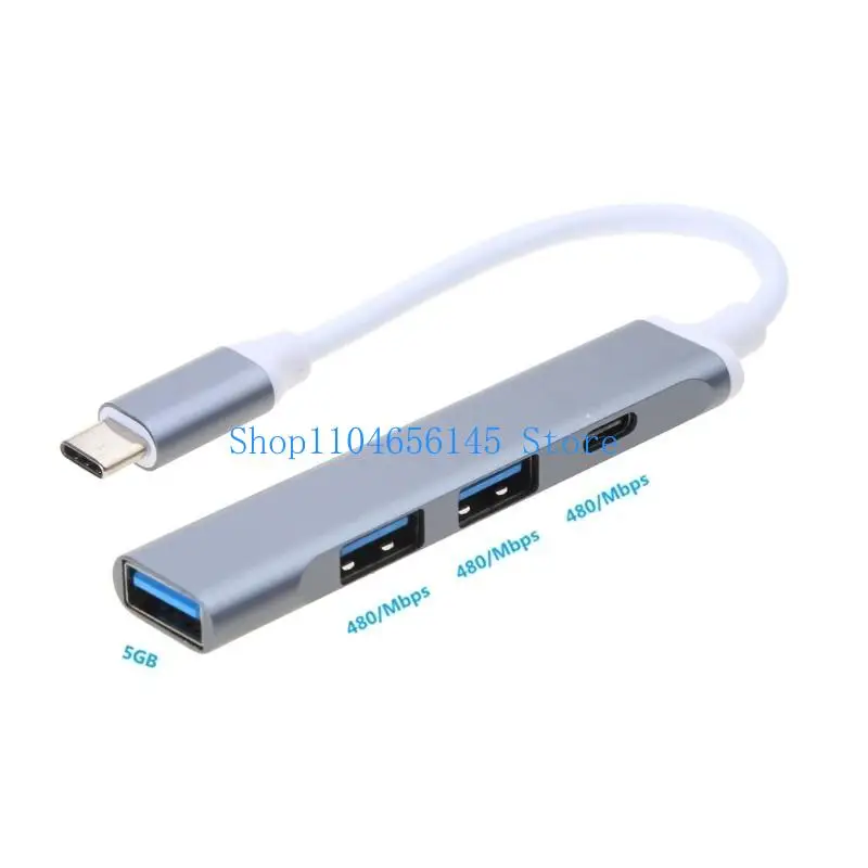 5ASD 4 PORTS Aluminum Alloy USB Hub с 2USB2.0 1USB3.0 Typec Adapter 4 в 1 доке