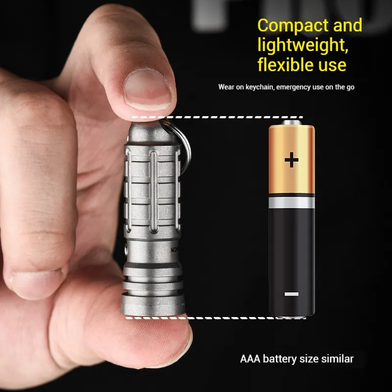 Mini Titanium Alloy Mini Flashlight Outdoor Survival Tool LED Pocket Keychain Light with Necklace for Camping Fishing Hike - Image 4