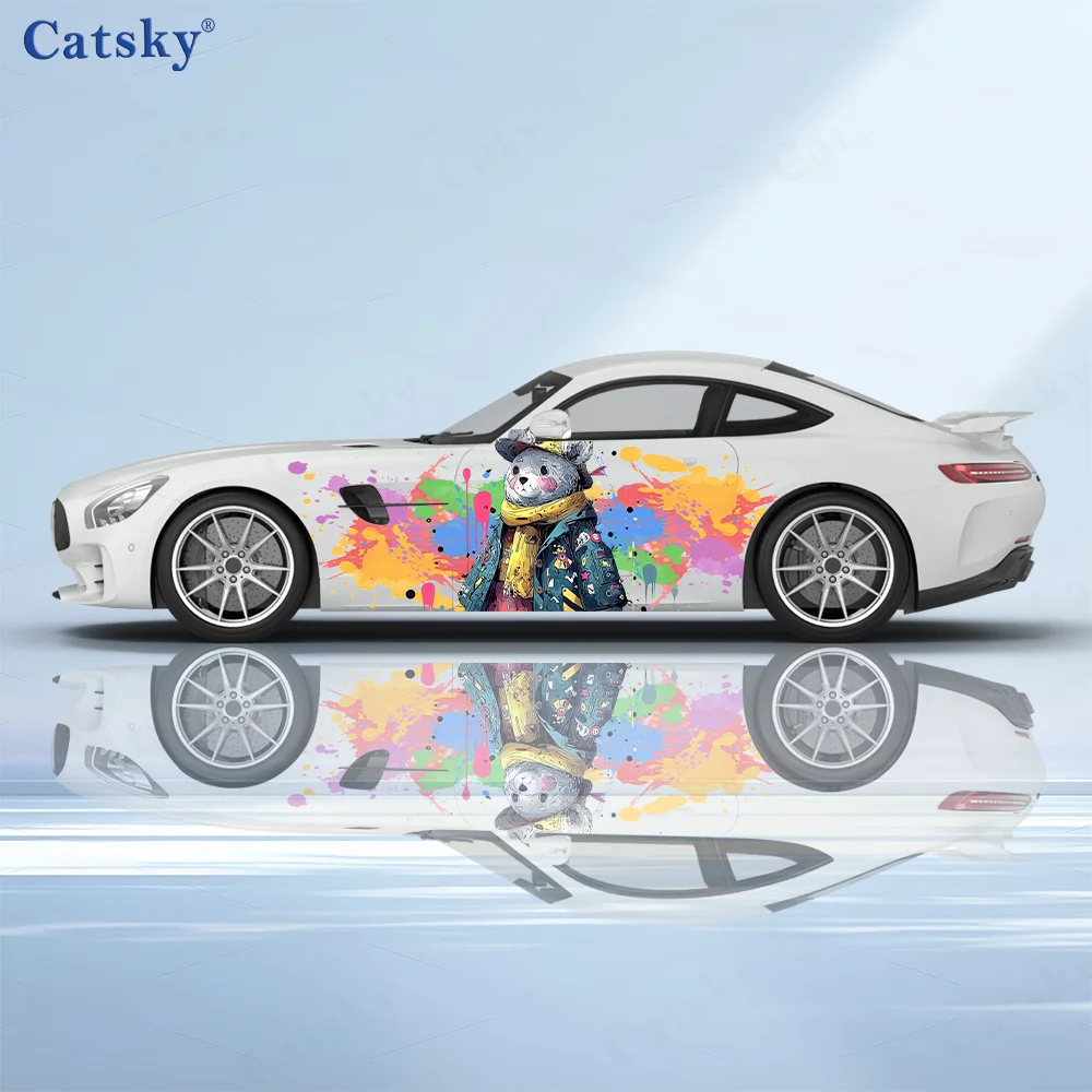 

Colorful Graffiti Bear Car Vinyl Wraps Decal Self-adhesive PVC Sticker Suitable for Trucks SUV Decoration Auto Accessories Gift