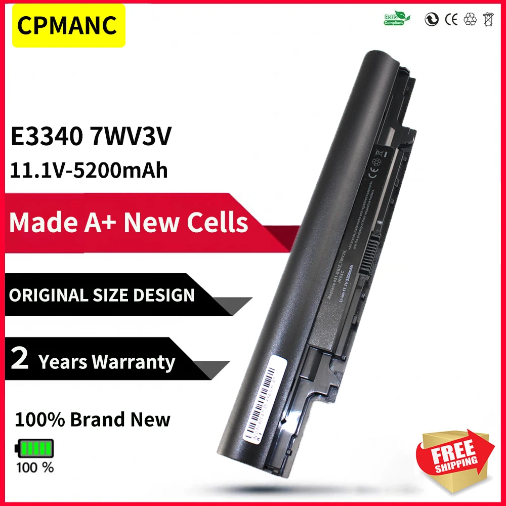 Cpmanc-bateria do Portátil para Dell Jr6xc Yfdf9 11.1v 5200mah V131 Latitude 3340 3350 E3340 E3350 13 Série Educação 7wv3v Hgjw8