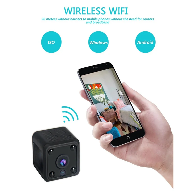 1080P HD Infrared Night Vision Motion Wireless Camera Home Indoor WiFi Remote Monitoring Camera 360 Degree Rotatable Bracket