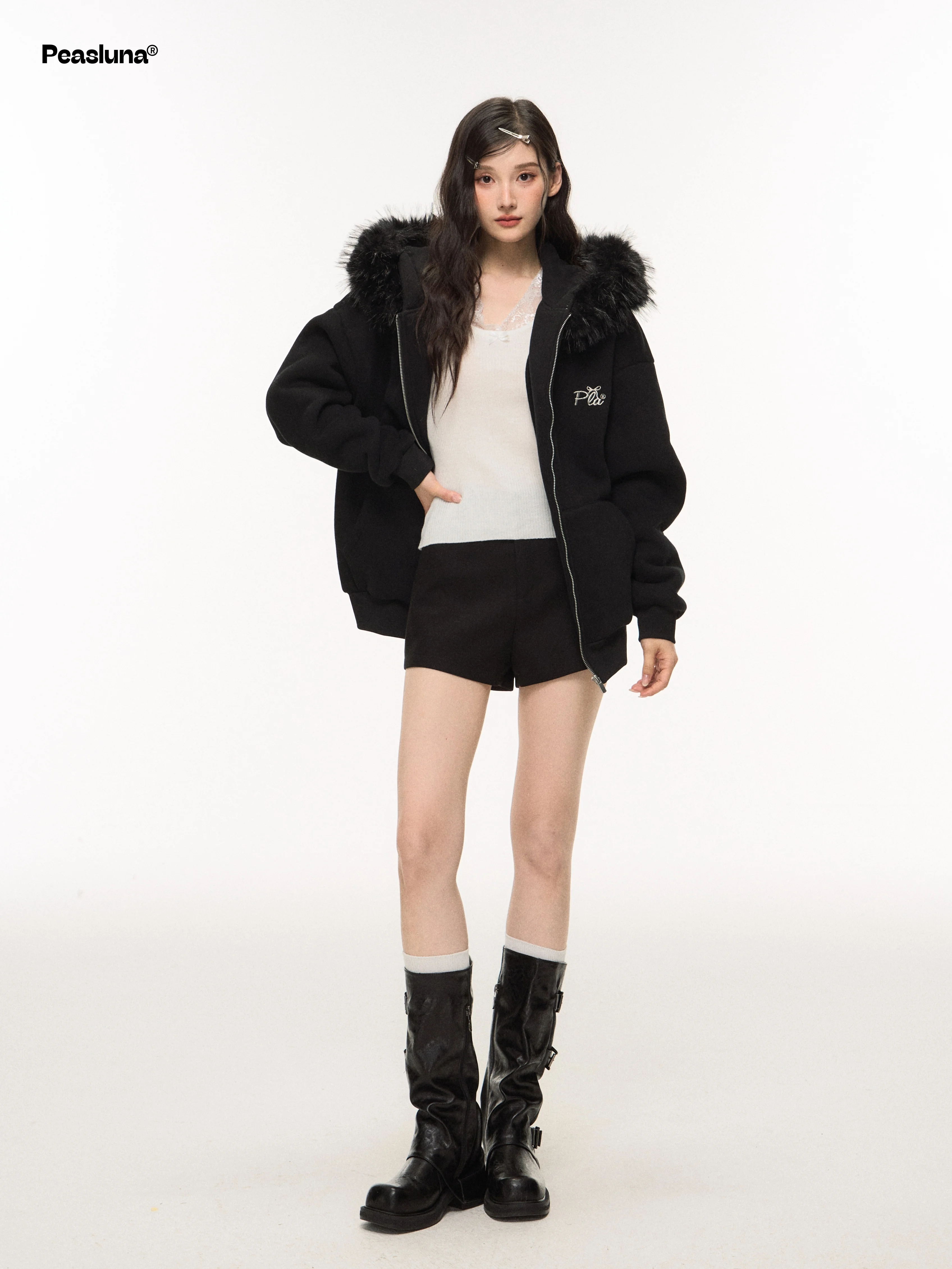 Peasluna Korean Style Hot Girl Suit Short Pants Wide Leg A-Line Base Boot Pants Loose Slimming Autumn Winter Women's Trousers