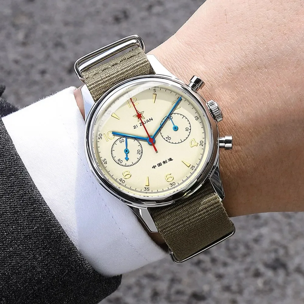 Seagull 1963 Men Watch Manual  Quartz Watches Seagull ST1901 Chronograph Luxury Retro Wristwatch Air Force Replica