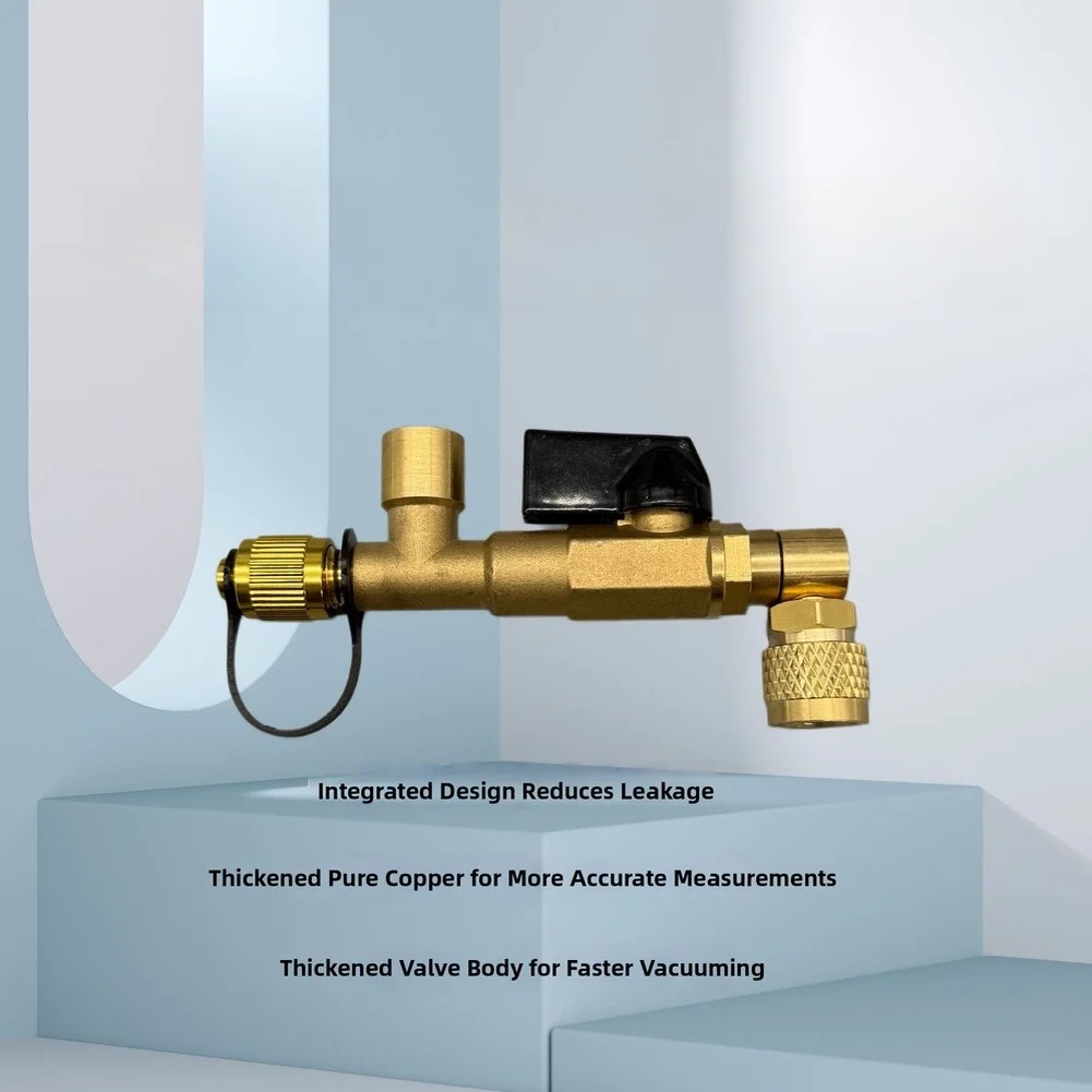 /Integrated / For Vacuum For Gauge 3 Way Valve Brass 7/16 Inch Connector For Digital For Vacuum For Gauge Repair AC Refrigeratio