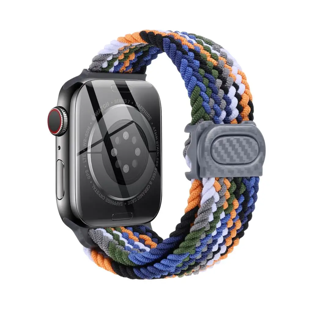 Braided Strap For Apple watch band 44mm 40mm 45mm 41mm 49mm 38mm 42 Elastic Nylon bracelet iWatch series se 6 7 8 9 Ultra2 band