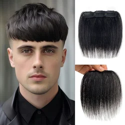 10cm Hair Bangs for Mens Clips in Real Hair Bang Cover High Forehead 100% Human Hair Bangs Fringe Extension for Volume