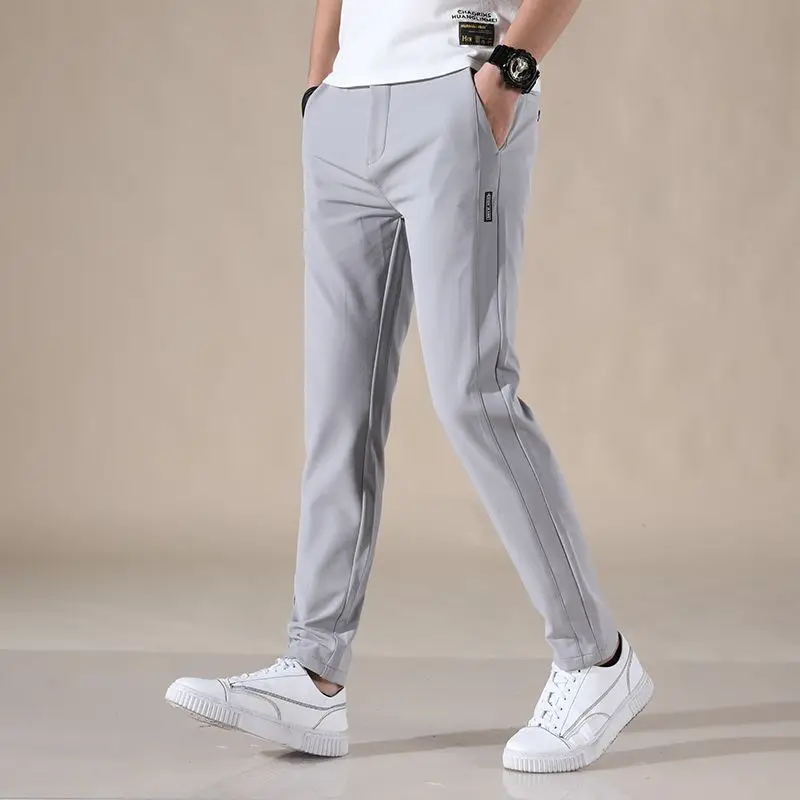 

Spring Autumn Men's Stretch Slim Straight Casual Pants High Quality Fashion Breathable Golf Sports Trousers