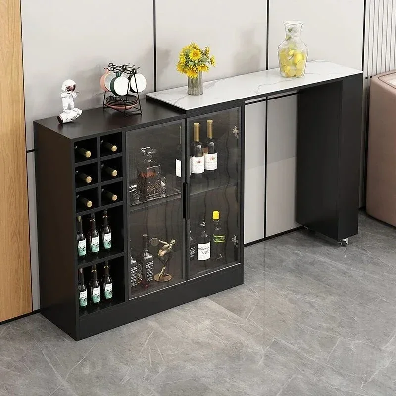 طاولات بار منزلية، طاولات مطعم دوارة بسيطة وحديثة، خزانة مشروبات فاخرة لغرفة المعيشة على الحائط، طاولات بار عالية